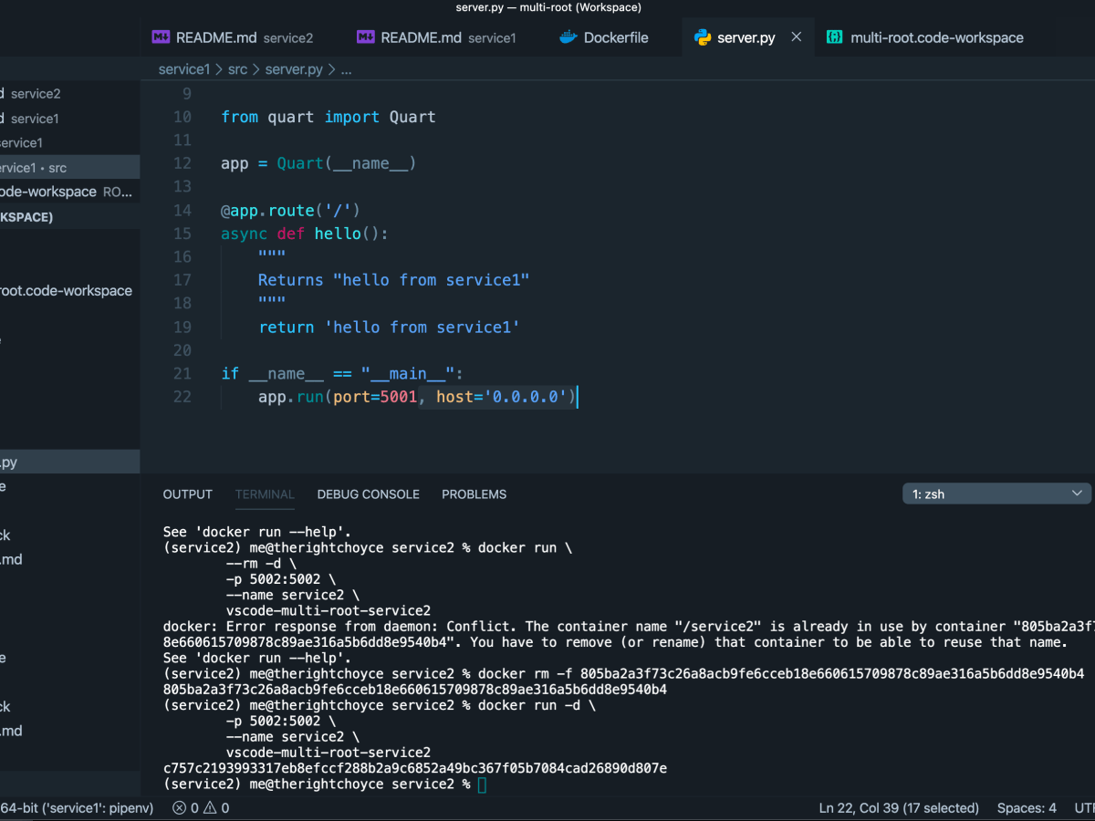 Splitting python code into multiple services inside of a single folder/monorepo using VS Code while ensuring automatic pylint&nbsp;coverage.