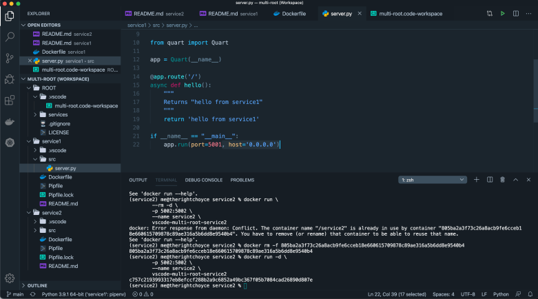 Splitting python code into multiple services inside of a single folder ...